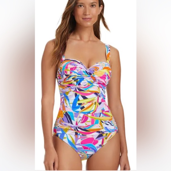 Bleu Rod Beattie Living Color Ruched One Piece Swimsuit - Picture 2 of 7